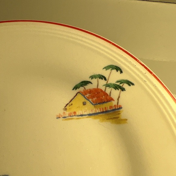 Edwin Knowles Semi Vitreous Sleeping Mexican Palm Tree 6" Saucer Plate - Picture 2 of 6
